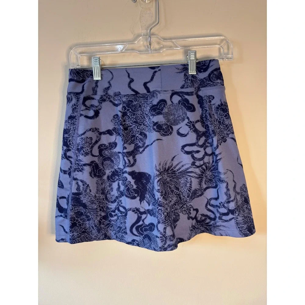 Title Nine Women XS Blue Dragon Print Athletic Skort Tennis Golf Running Skirt
